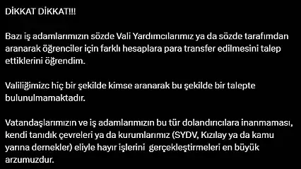 Vali Hatipoğlu'ndan dolandırıcılık olaylarına karşı uyarı