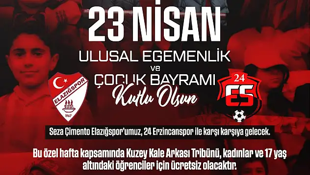 Elazığspor'dan 23 Nisan'a Anlamlı Jest: Kadın ve Öğrencilere Ücretsiz Tribün