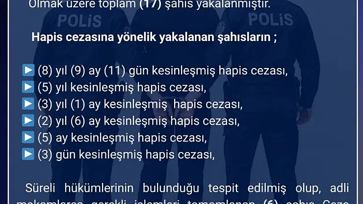 Bingöl'de aranan 17 şahıs yakalandı
