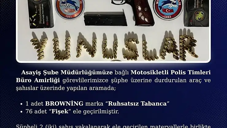 Bingöl'de ruhsatsız tabanca ele geçirildi