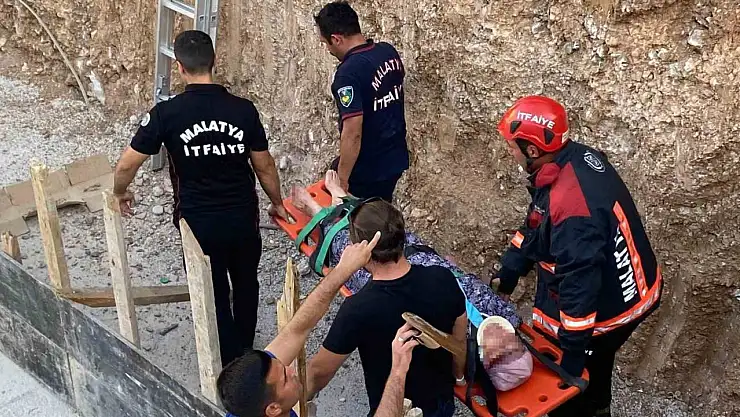 Malatya'da dengesini kaybederek inşaat alanına düşen şahıs kurtarıldı