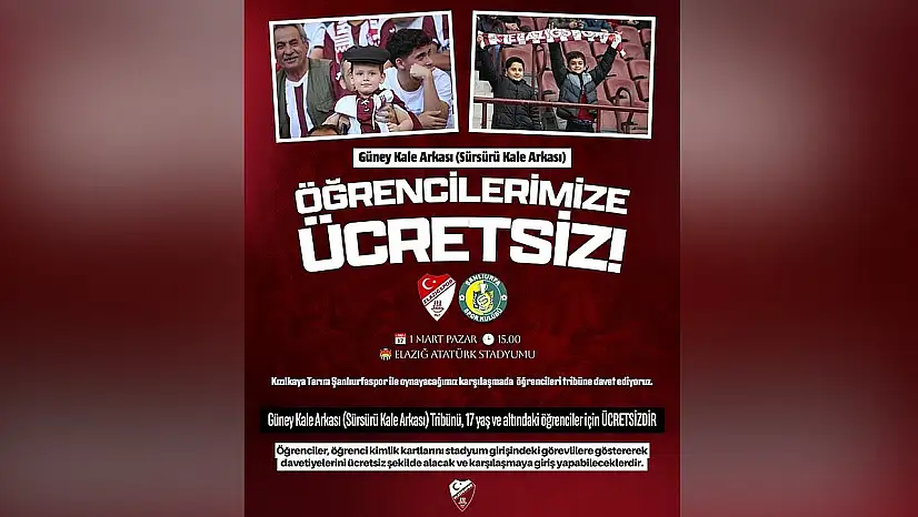 Elazığspor'dan Genç Taraftarlara Ücretsiz Tribün Müjdesi