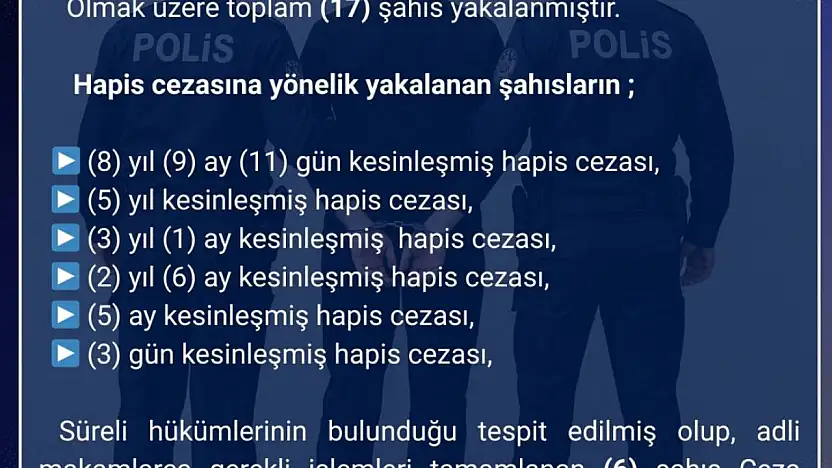 Bingöl'de aranan 17 şahıs yakalandı