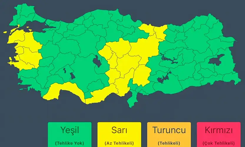 Meteoroloji Genel Müdürlüğü'nden alınan son bilgilere göre..
